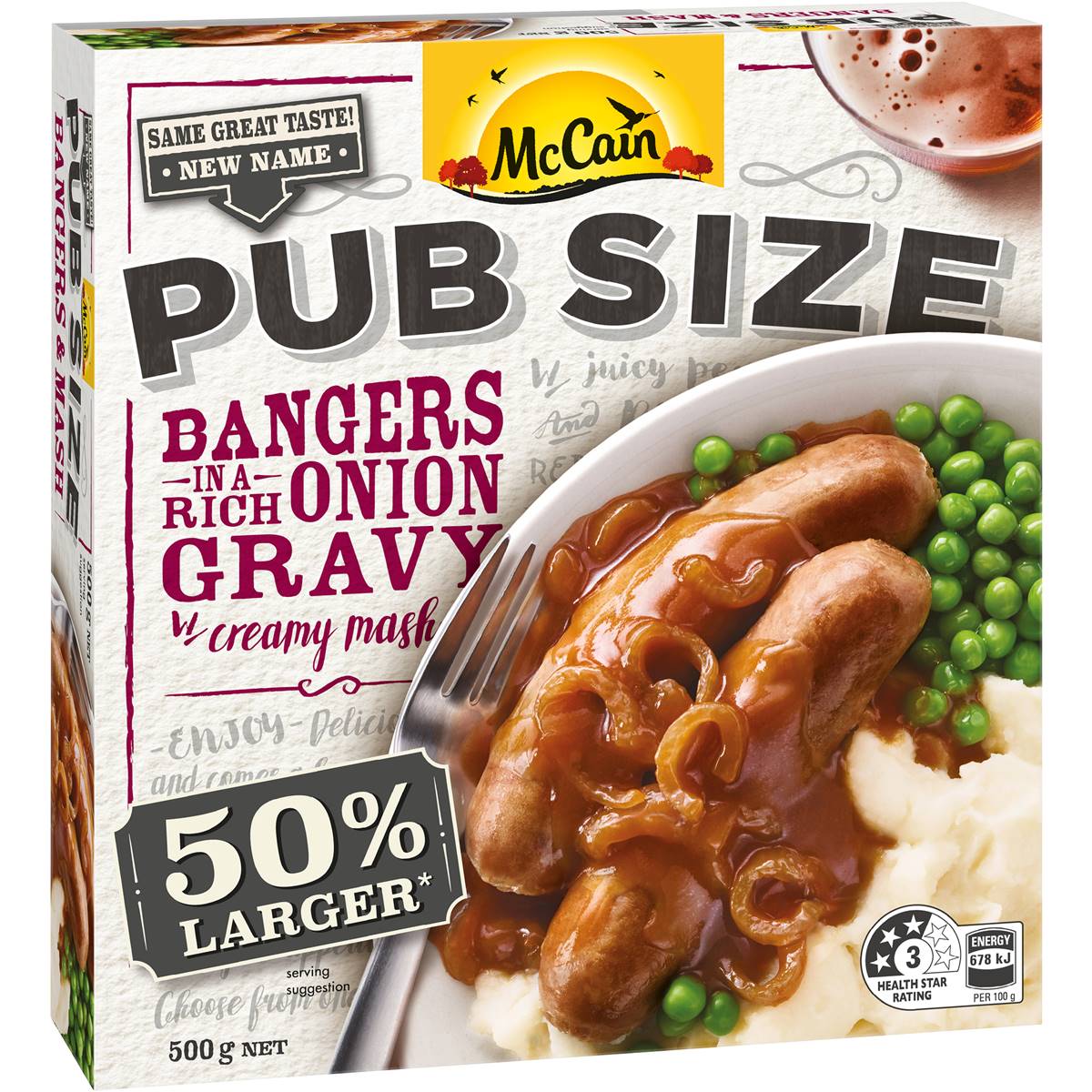 McCain Pub Size Bangers & Mash Frozen Meal 500g