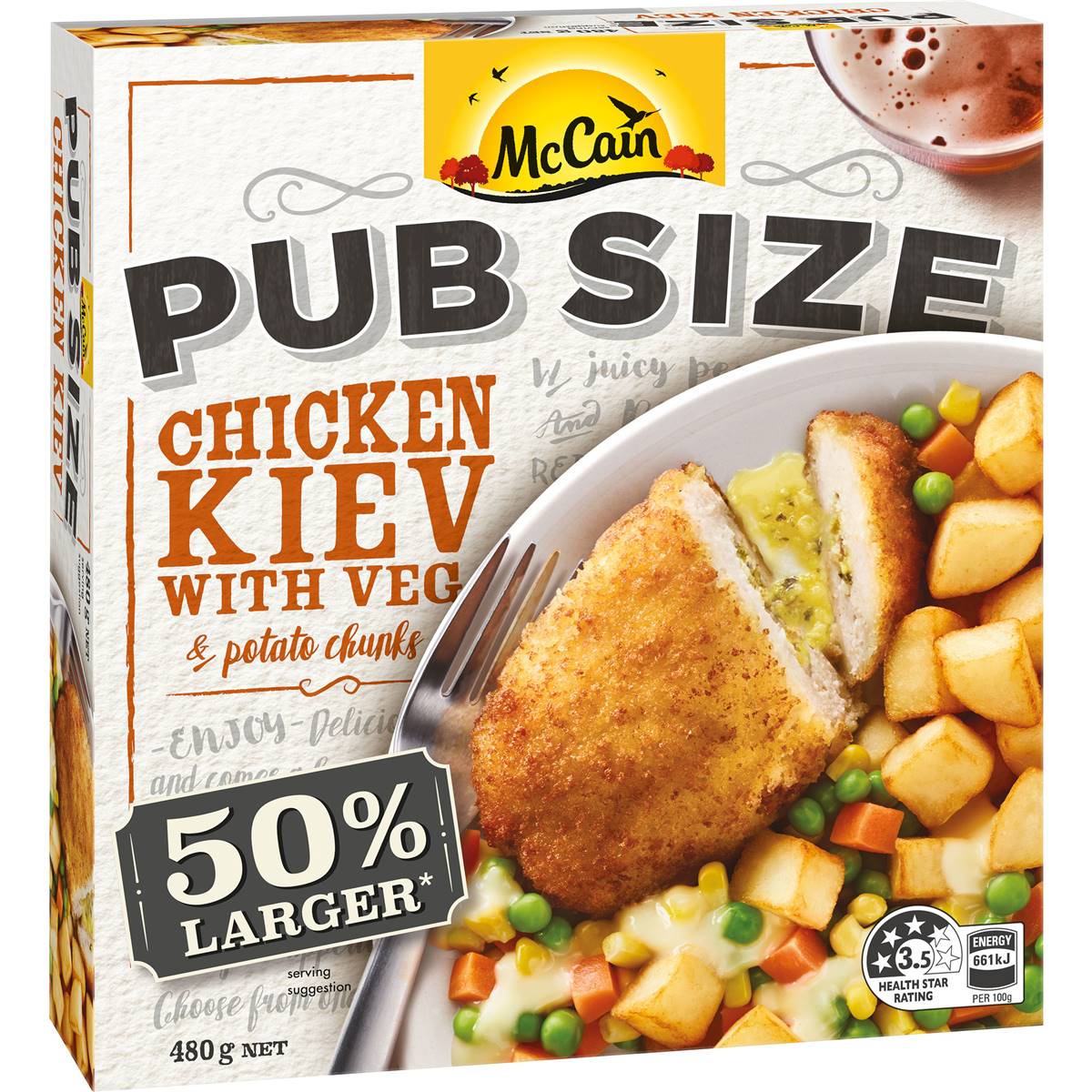 Calories in Mccain Man Size Chicken Kiev calcount