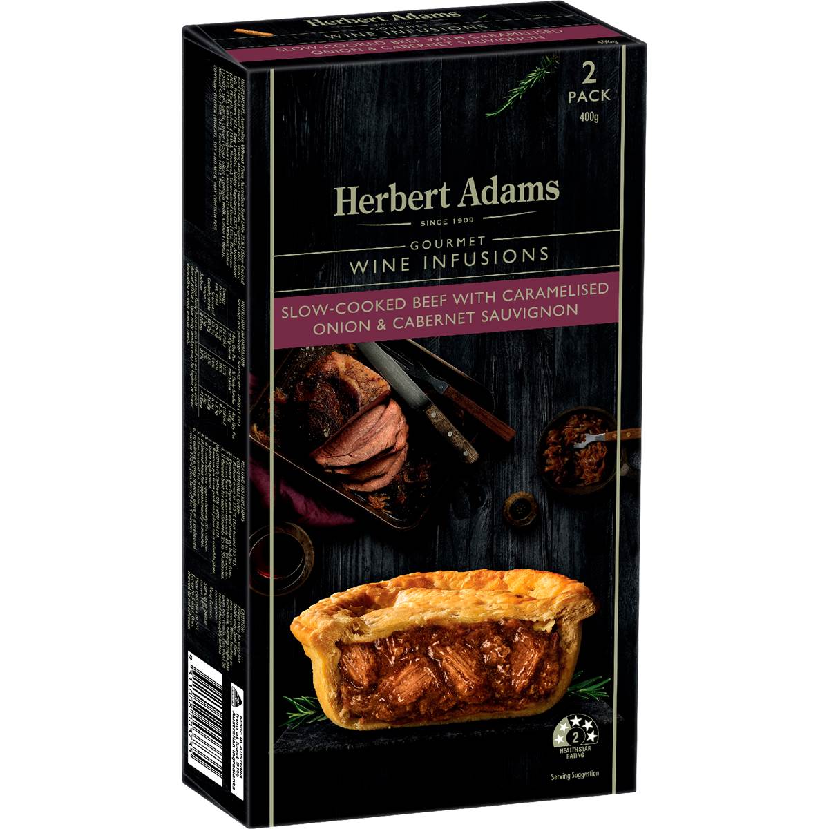 Herbert Adams Slow Cooked Beef Caramelised Onion & Cabernet Sauvignon 2 pack