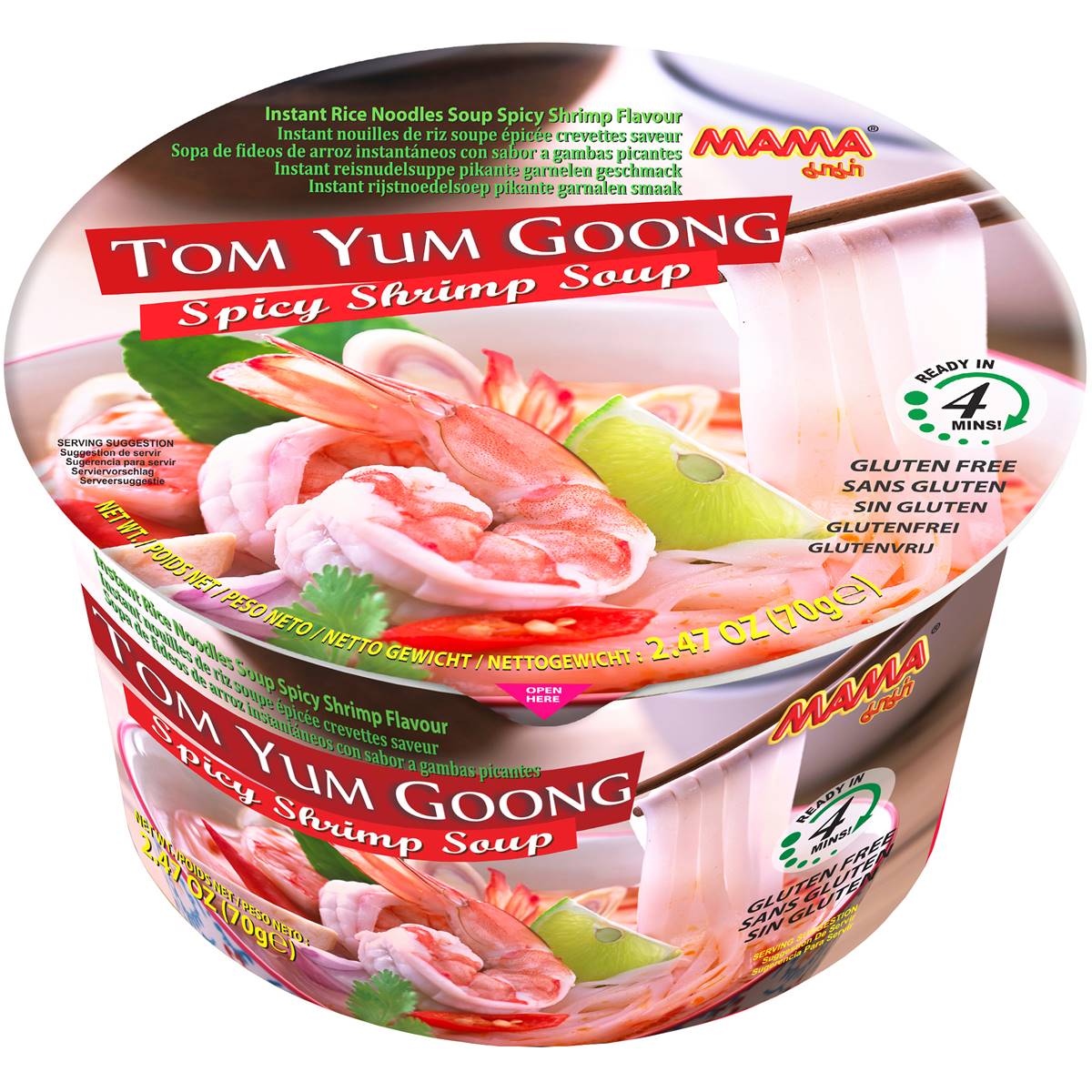52 calories in Mama Pho Tom Yum Noodle Bowl (100g) calcount