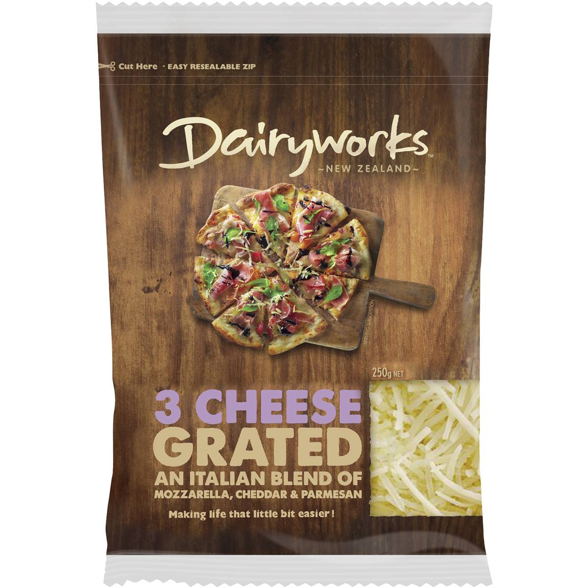 Calories in Dairyworks Grated 3 Cheese Mix calcount