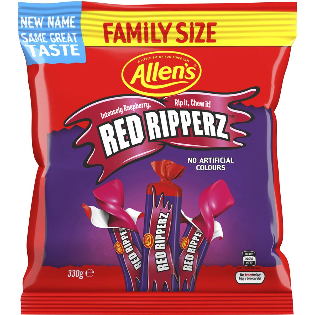 Calories in Allen's Red Skins Family Bag Lollies