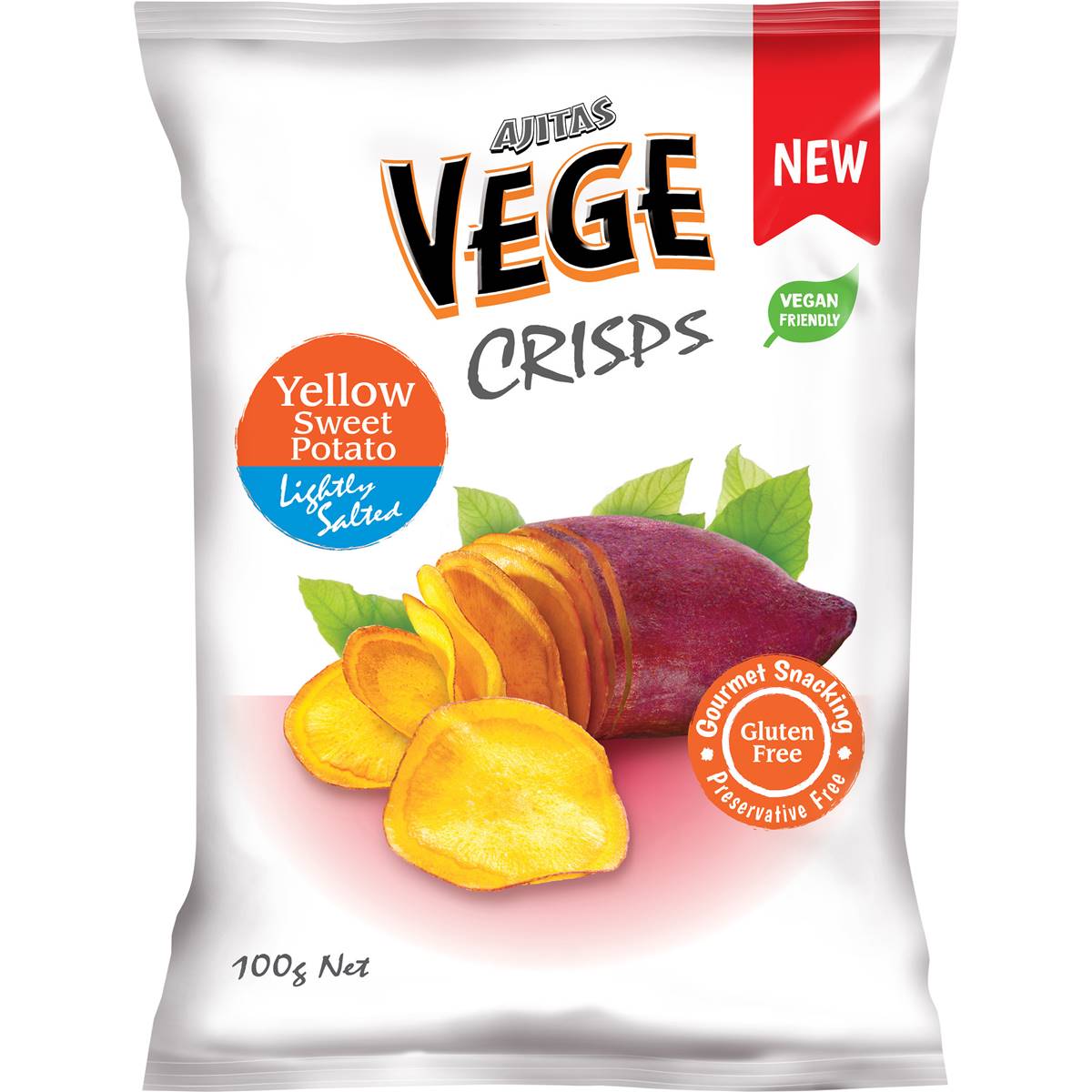 Calories in Vege Chips Yellow Sweet Potato Deli Crisps