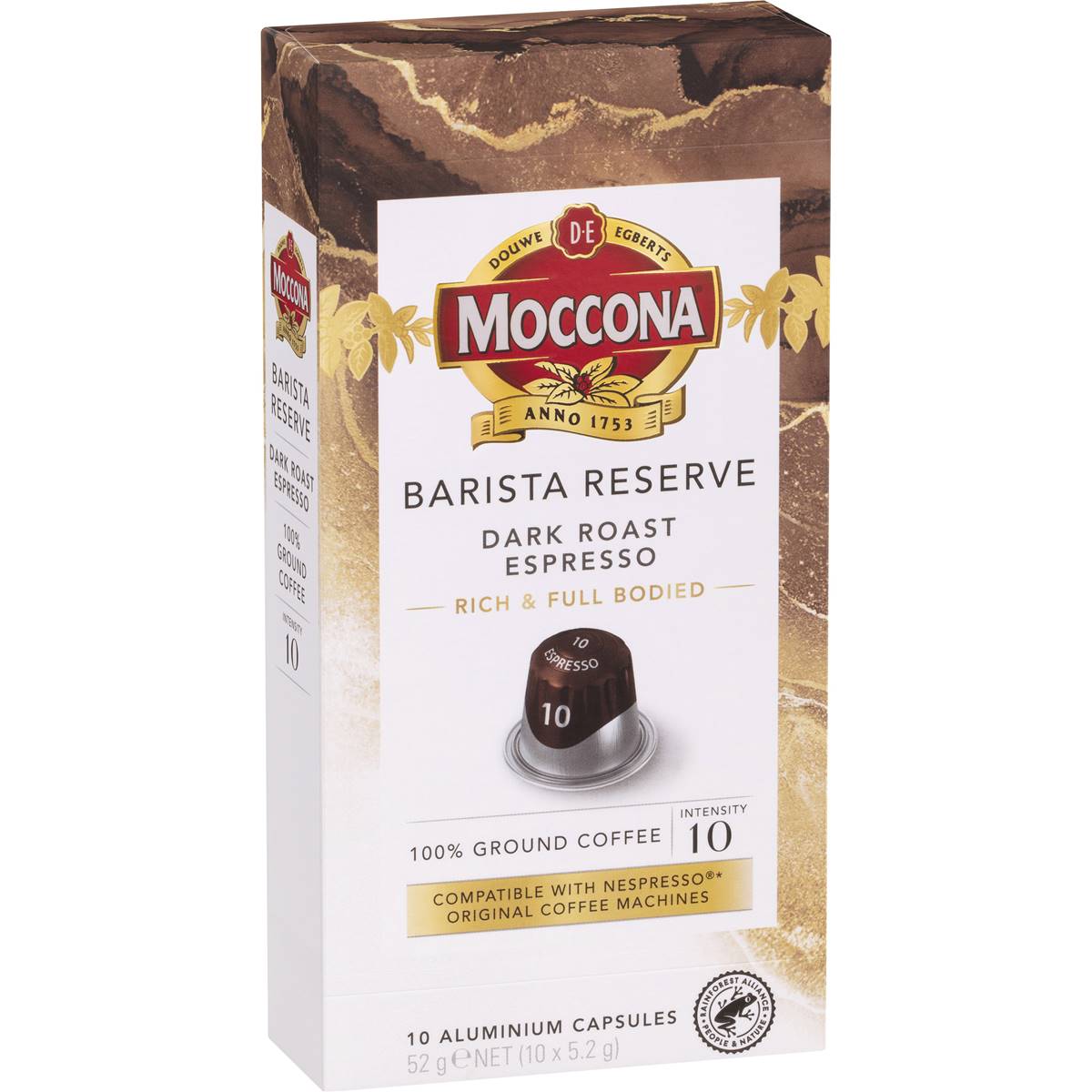 Moccona Barista Reserve Coffee Pods Intensity 10 Dark Espresso 10 pack – Woolworths