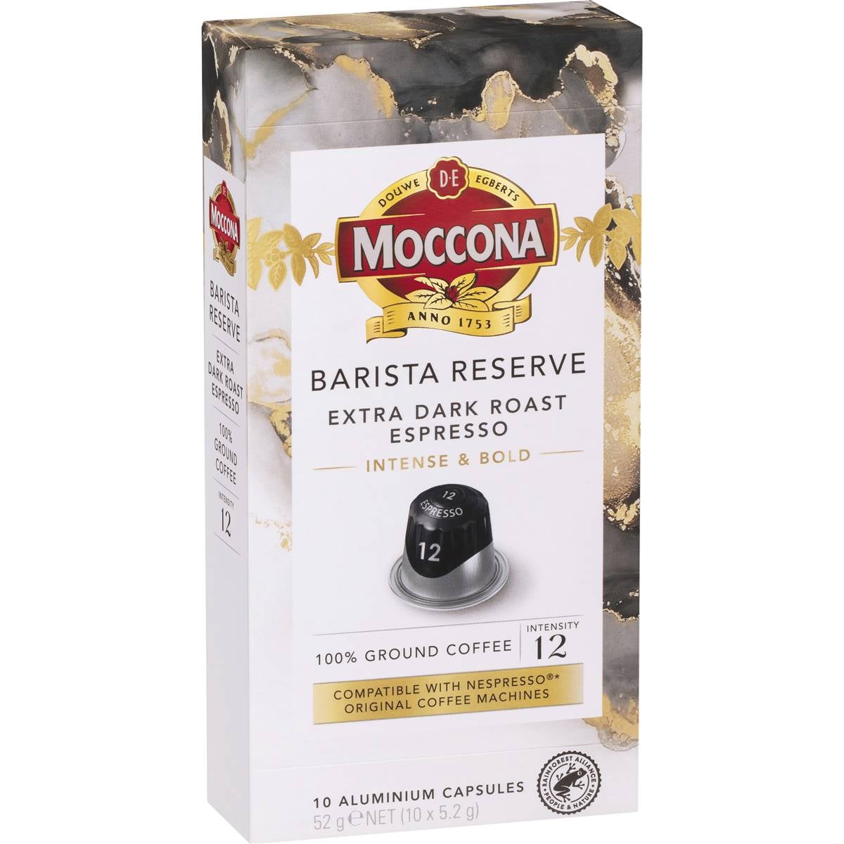 Moccona Barista Reserve Coffee Pods Intense 12 Extra Dark Espresso 10 pack – Woolworths