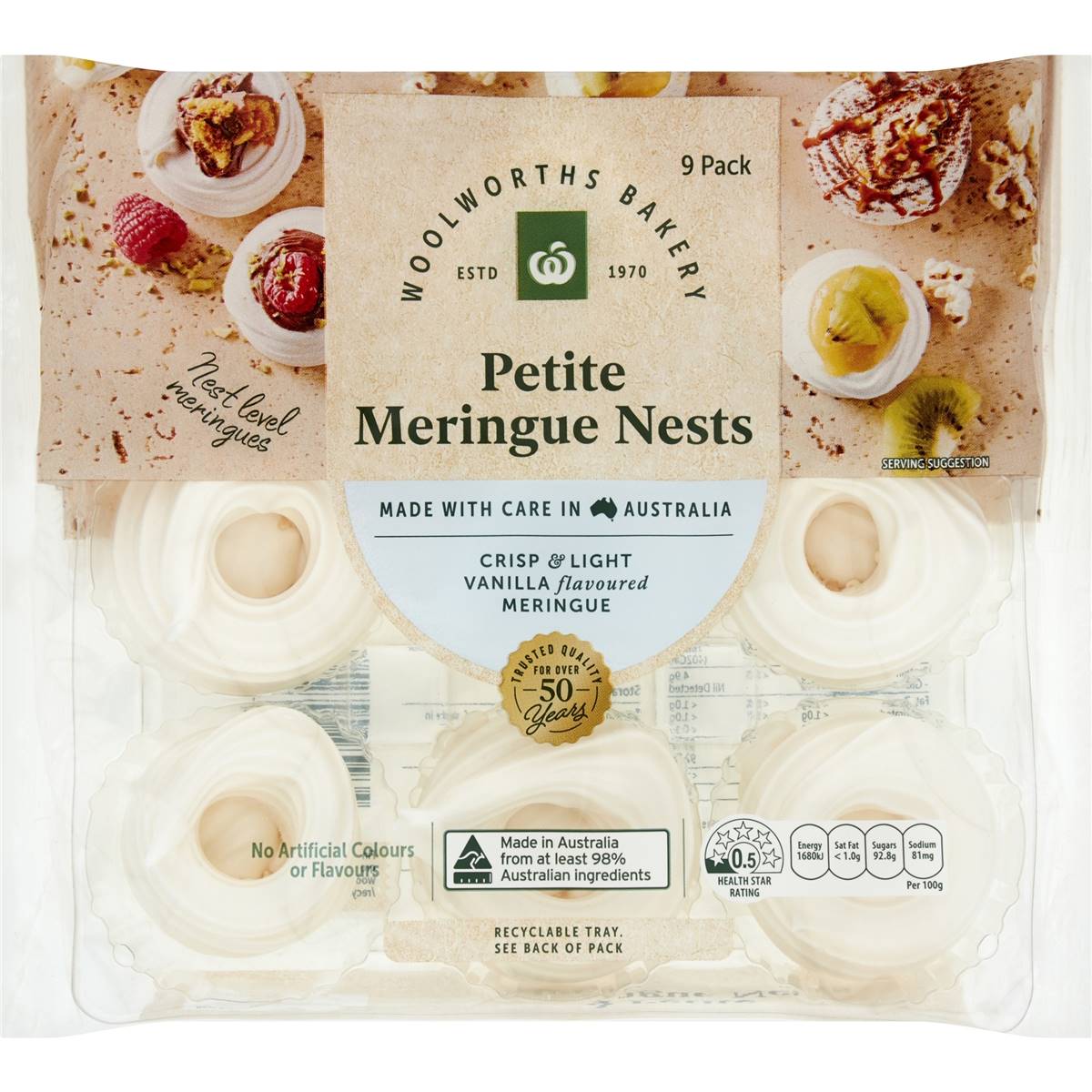 Calories in Woolworths Petite Meringues Nests Nests