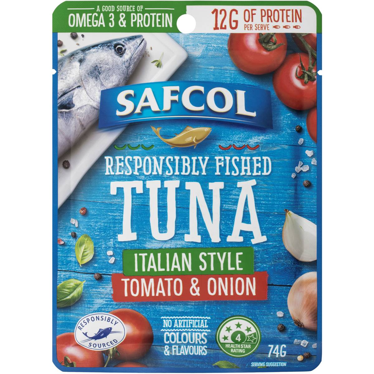 Calories in Safcol Tuna Italian Style Tomato & Onion calcount