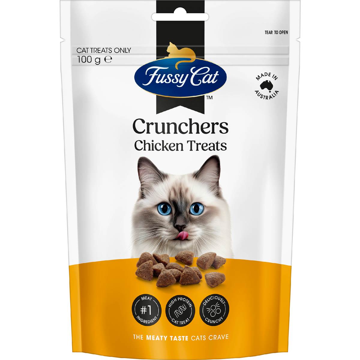 Fussy Cat Grain Free Crunchers Adult Cat Treats Chicken 100g – Woolworths