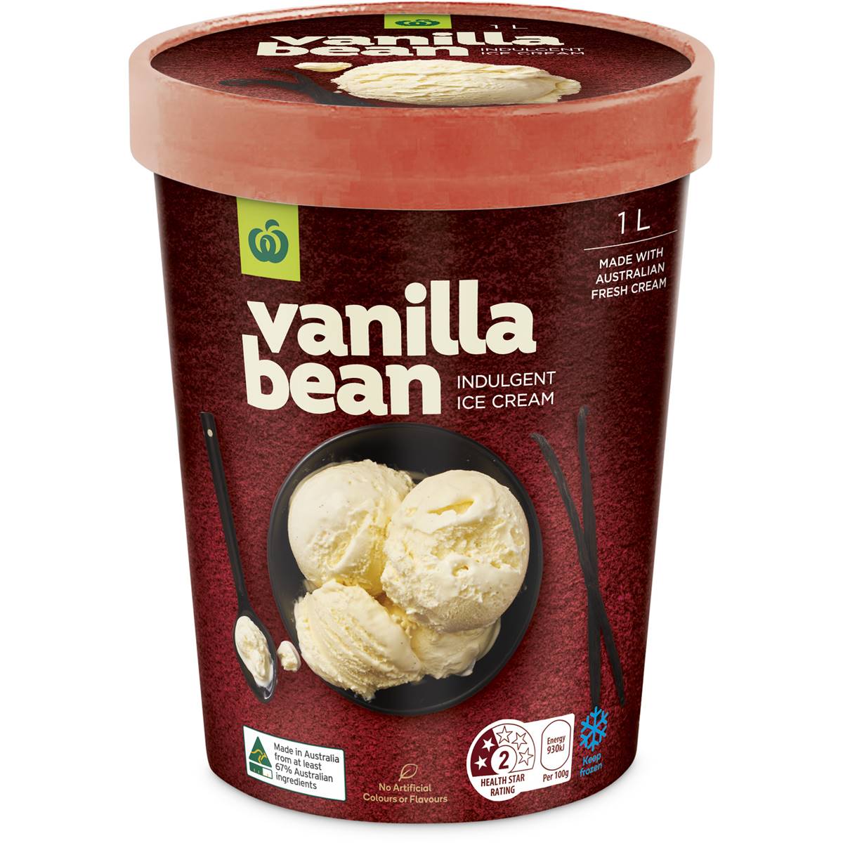 Calories in Woolworths Ice Cream Vanilla Bean calcount
