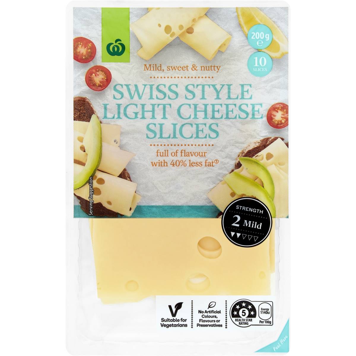 Calories in Woolworths Swiss Light Cheese Slices calcount