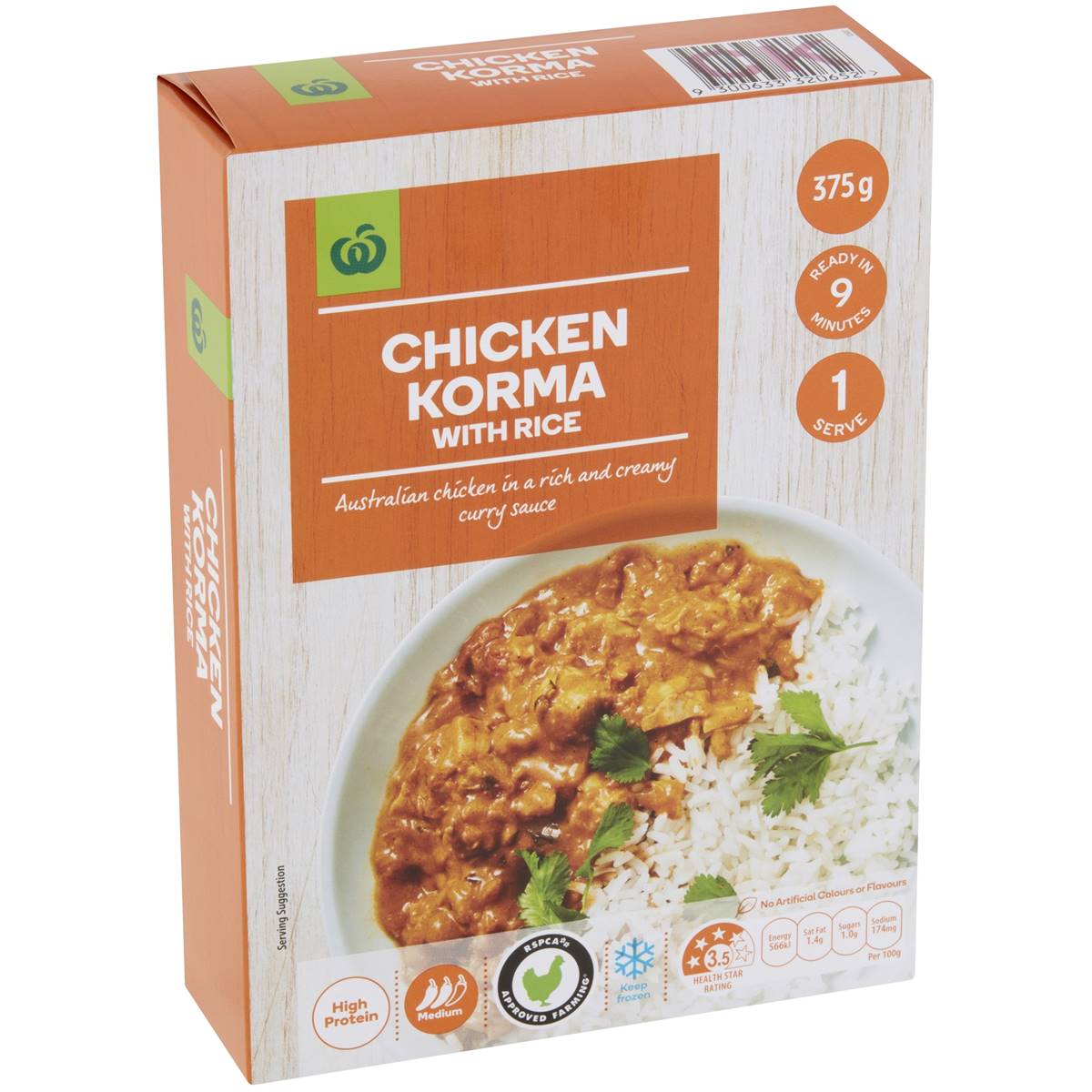 Calories in Woolworths Frozen Meal Chicken Korma & Rice