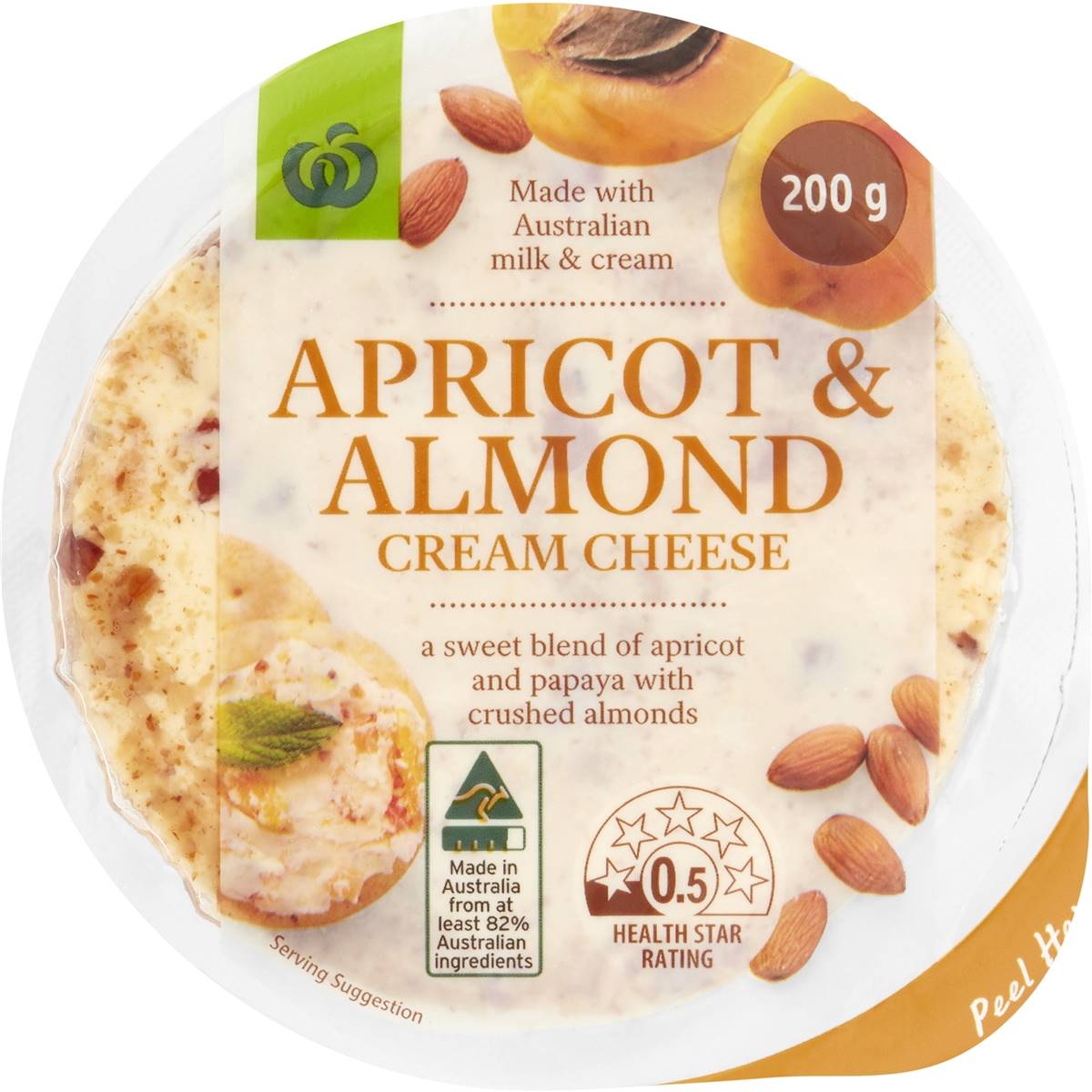 Calories in Woolworths Apricot & Almond Cream Cheese