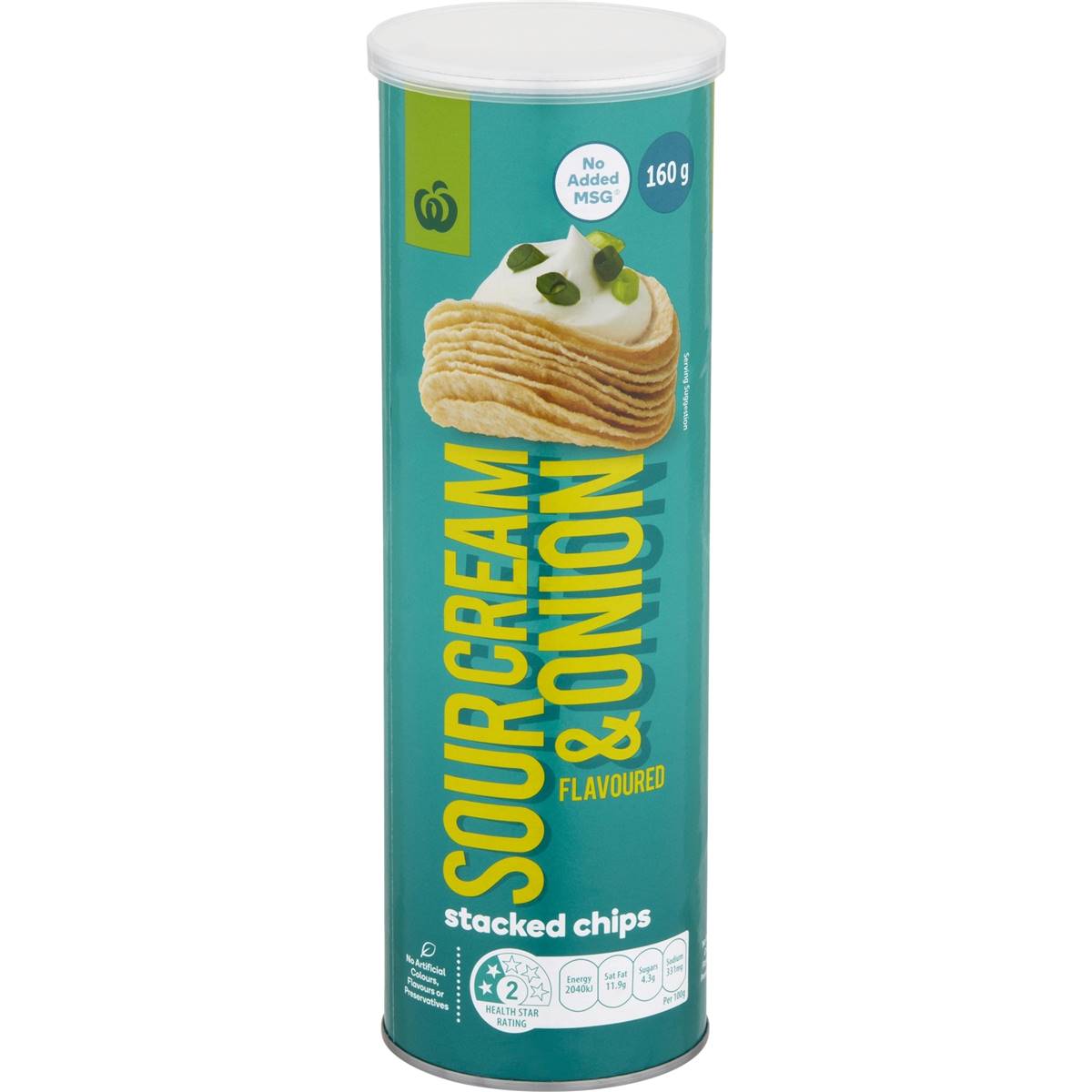 Calories in Woolworths Sour Cream & Onion Stacked Chips