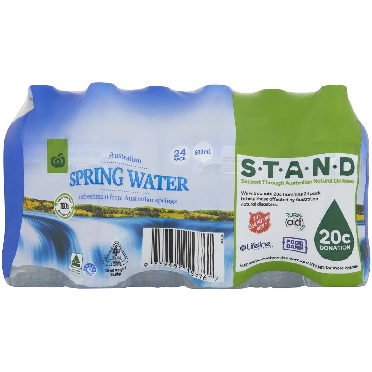 Woolworths Spring Water 24x600ml Pack 