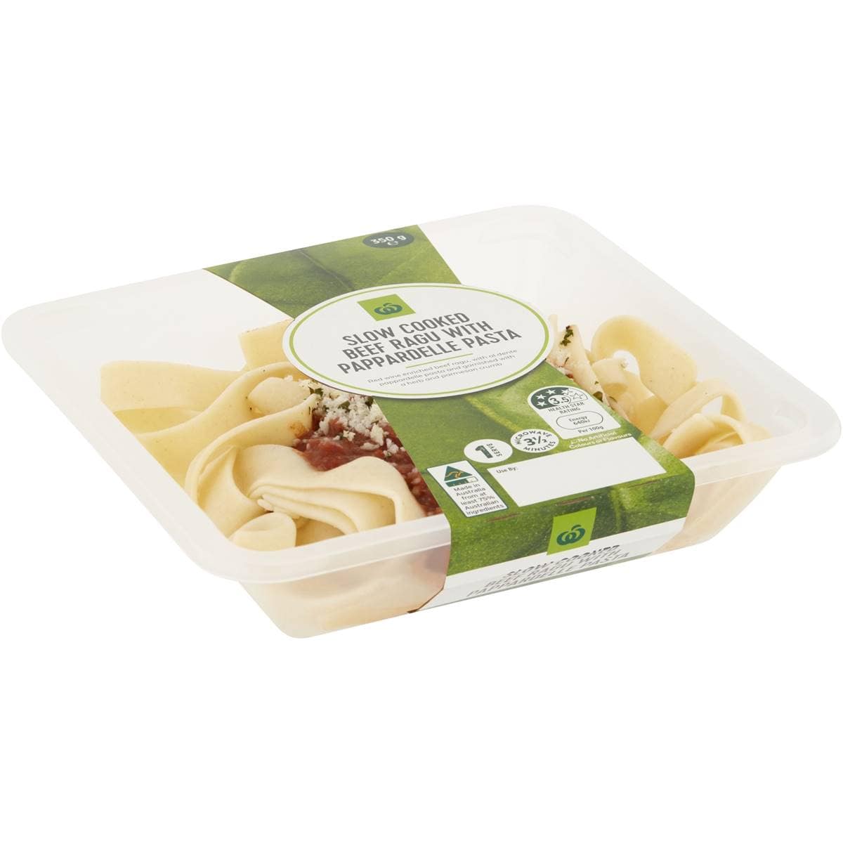 Calories in Woolworths Slow Cooked Beef Ragu Coconut With Pappardelle