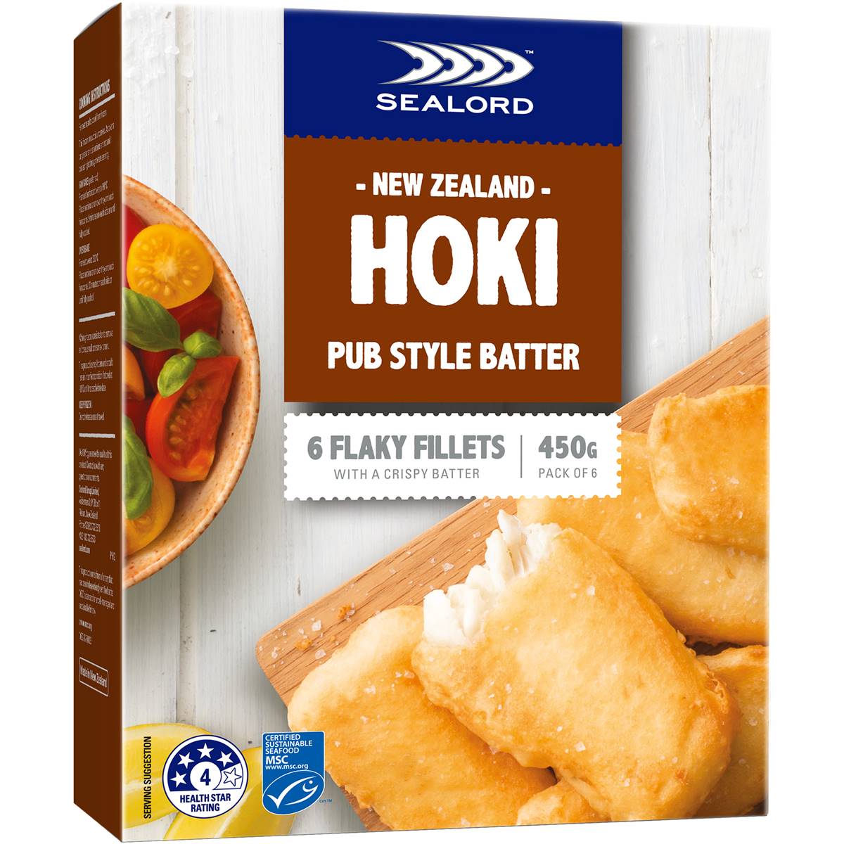Calories in Sealord Hoki Fillets Pub Style