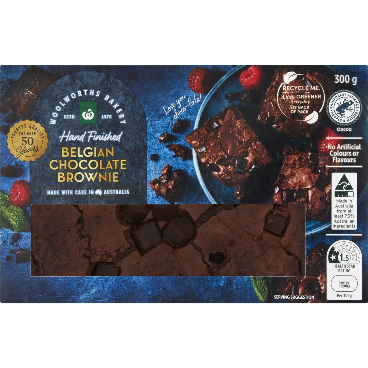 Calories in Woolworths Belgian Chocolate Brownie
