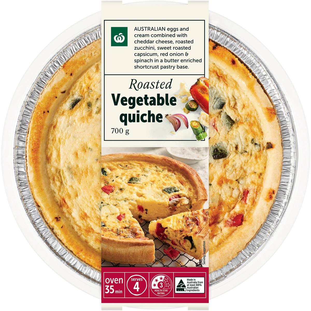 Calories in Woolworths Roasted Vegetable Quiche