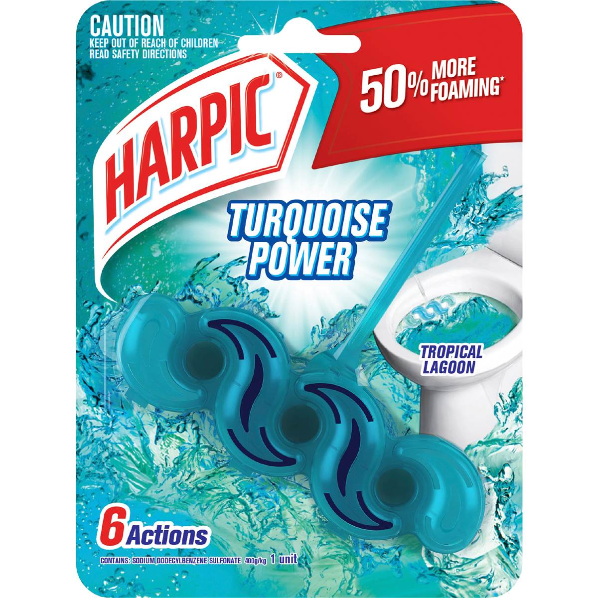 Harpic Turquoise Power Tropical Lagoon Toilet Cleaner Block each