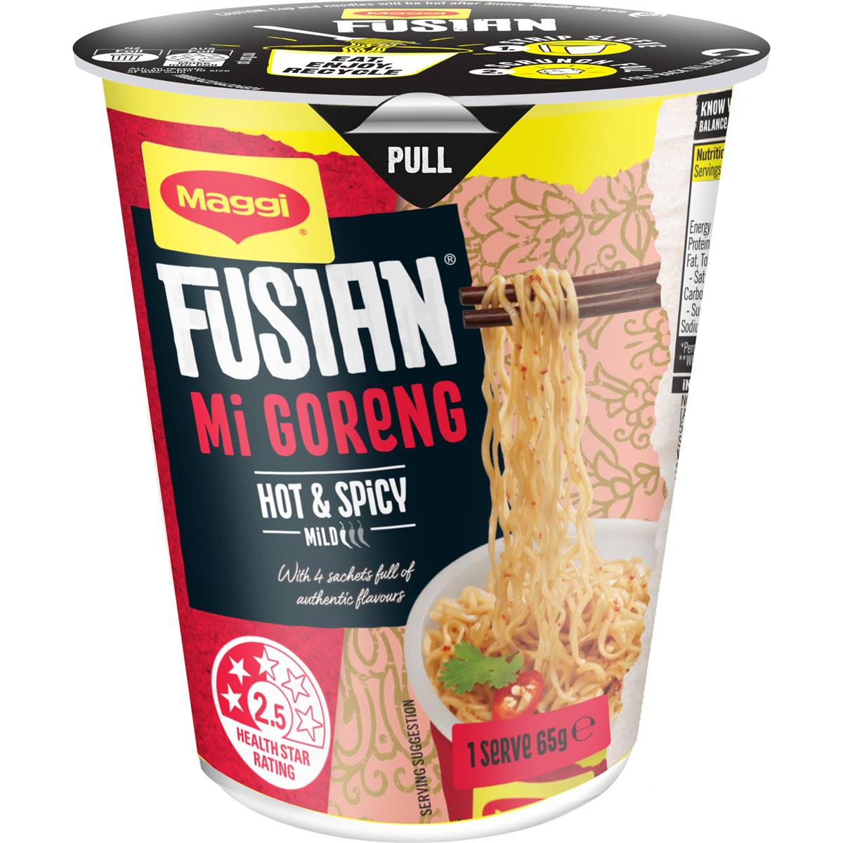 Maggi Fusian 2 Minute Instant Mi Goreng Noodle Hot Spicy Cup