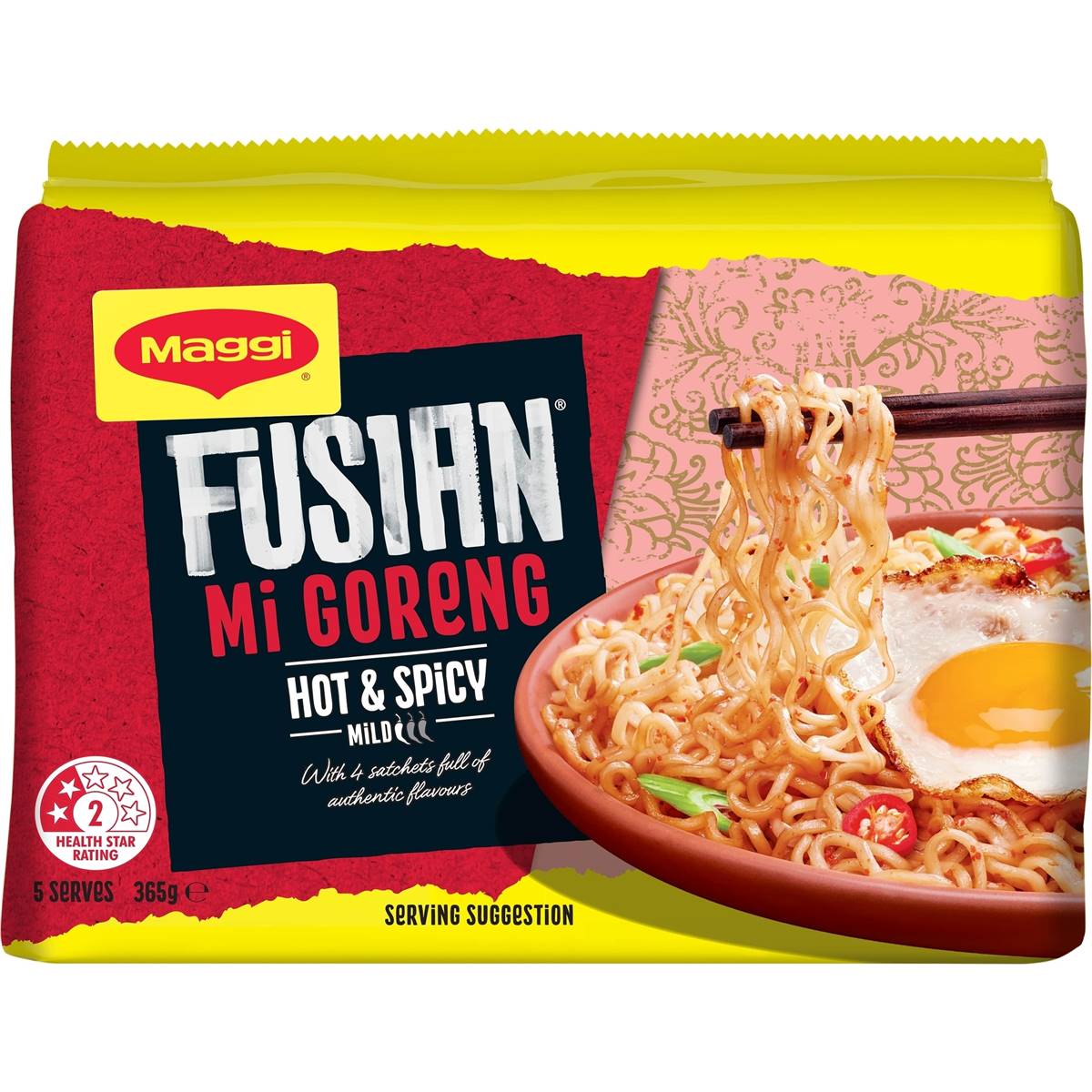 Maggi Fusian Mi Goreng Hot & Spicy Flavour Instant Noodles 360g 5 pack