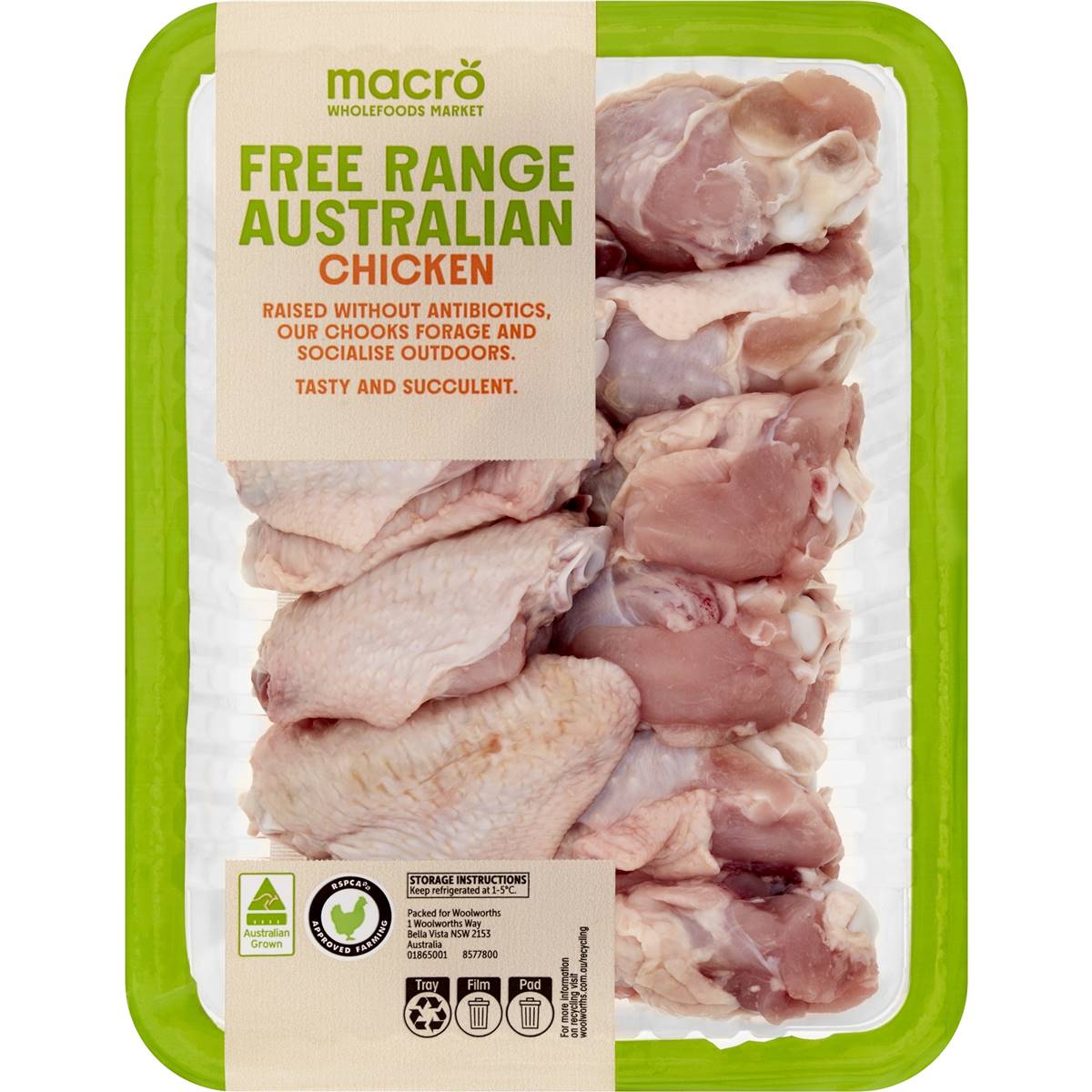 Calories in Macro Chicken Wing Nibbles Free Range calcount