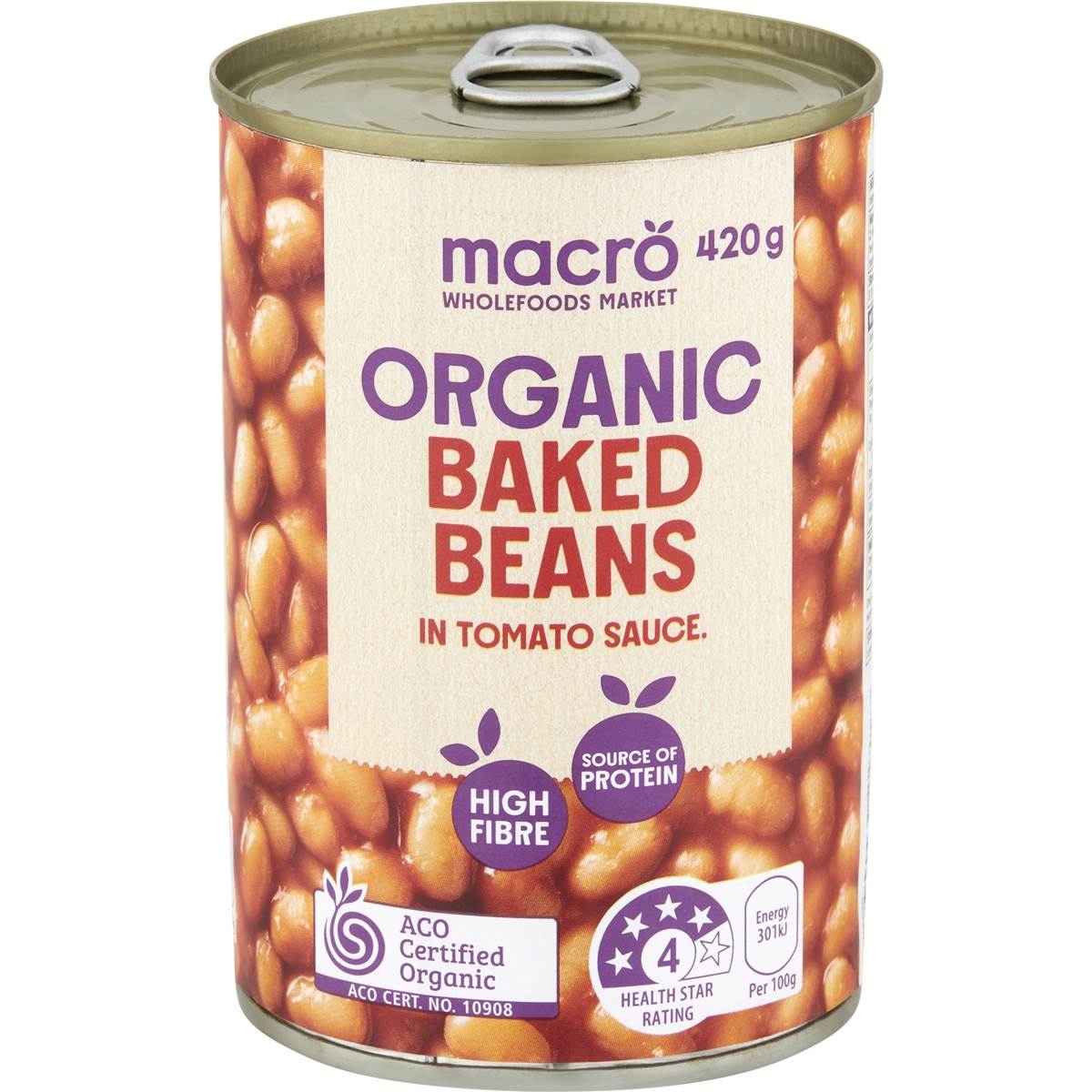 Calories in Macro Organic Baked Beans calcount