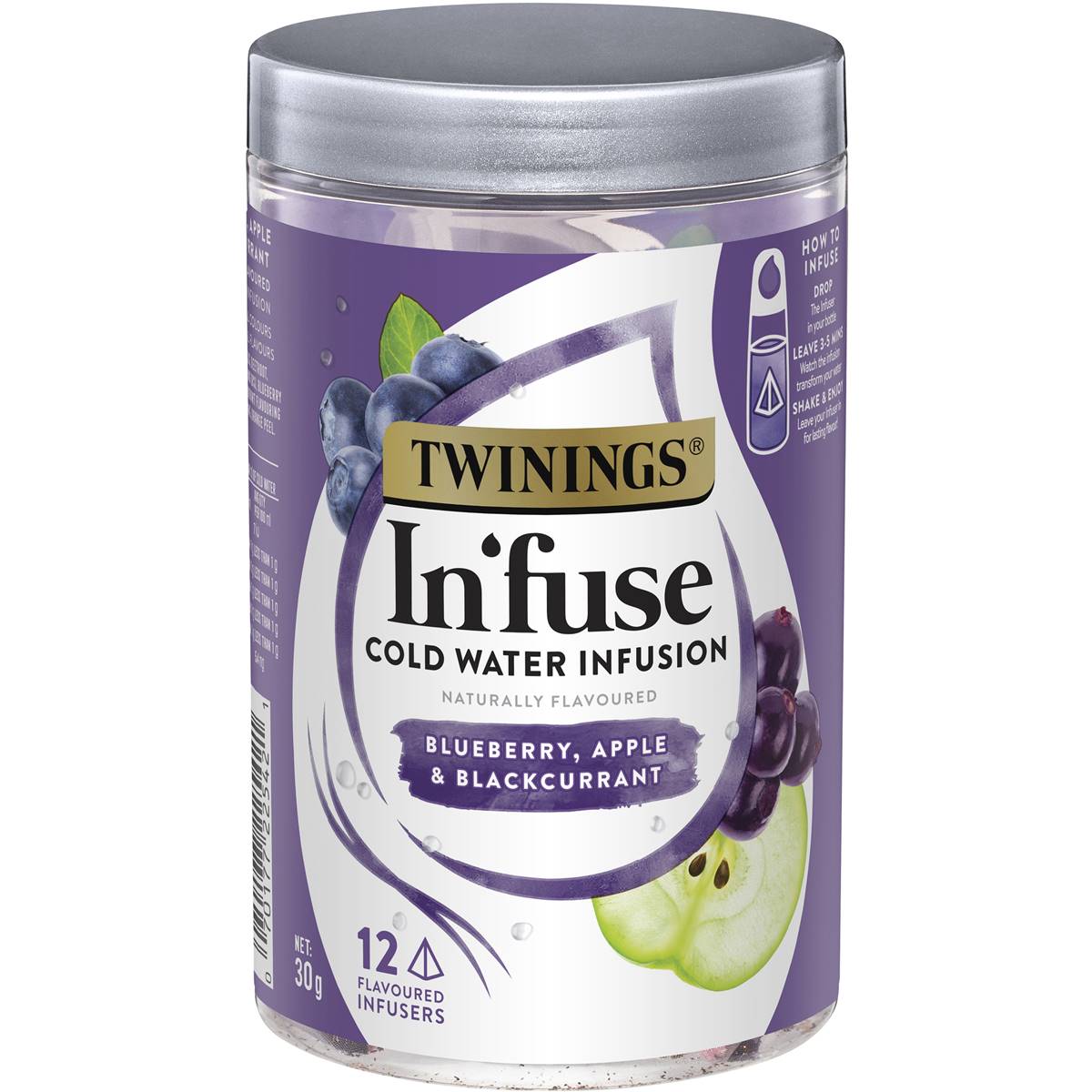 Calories in Twinings In'fuse Blueberry,blackcurrant & Apple Cold Water Infusion