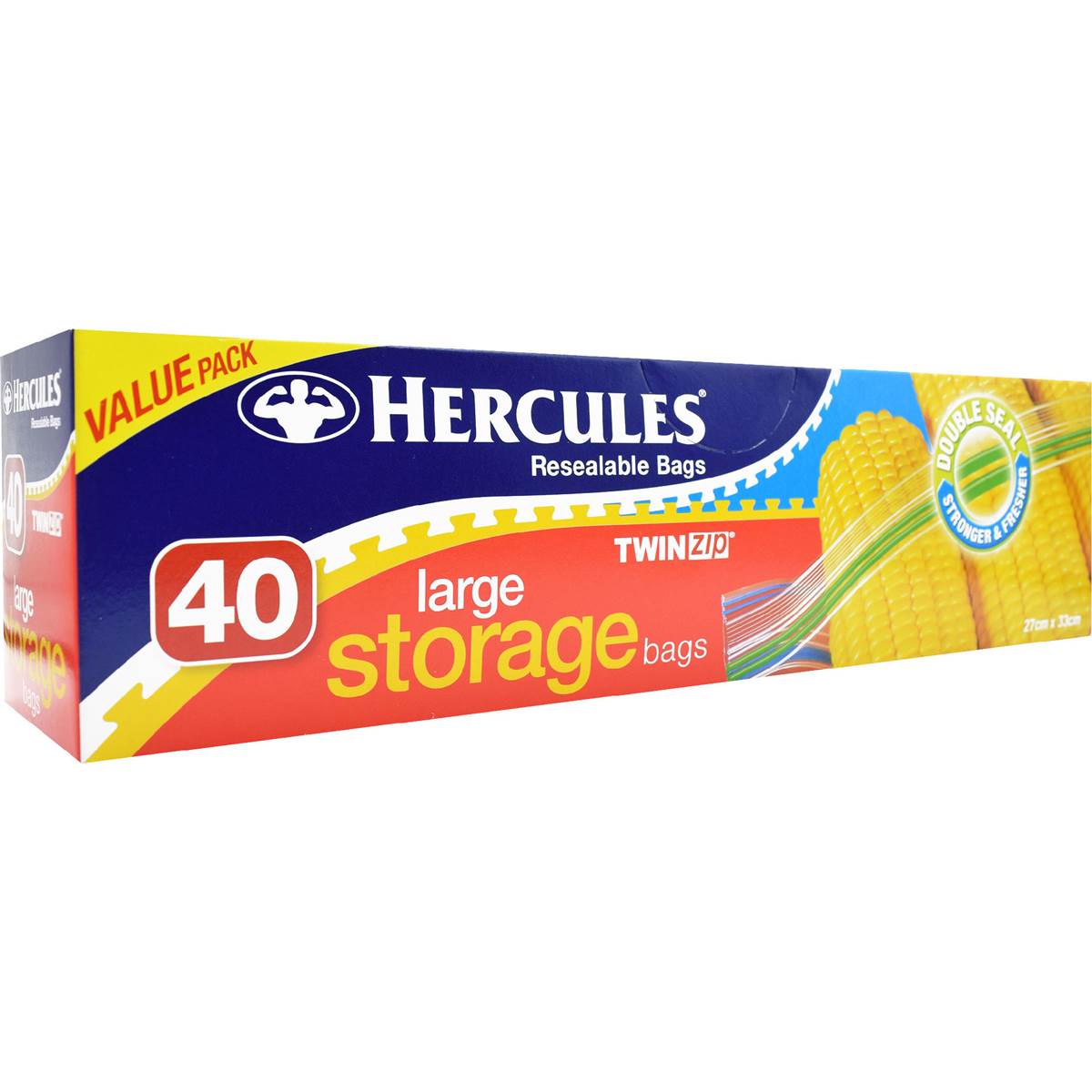 Hercules Twin Zip Resealable Storage Bags Large
