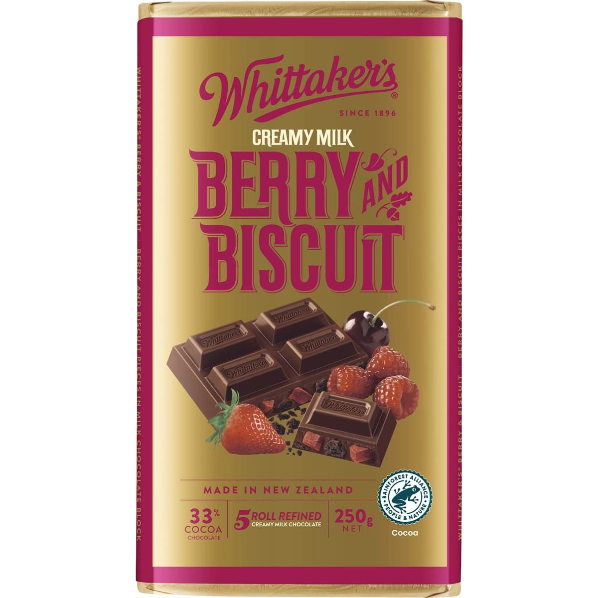 Whittaker's Berry & Biscuit Milk Chocolate Block