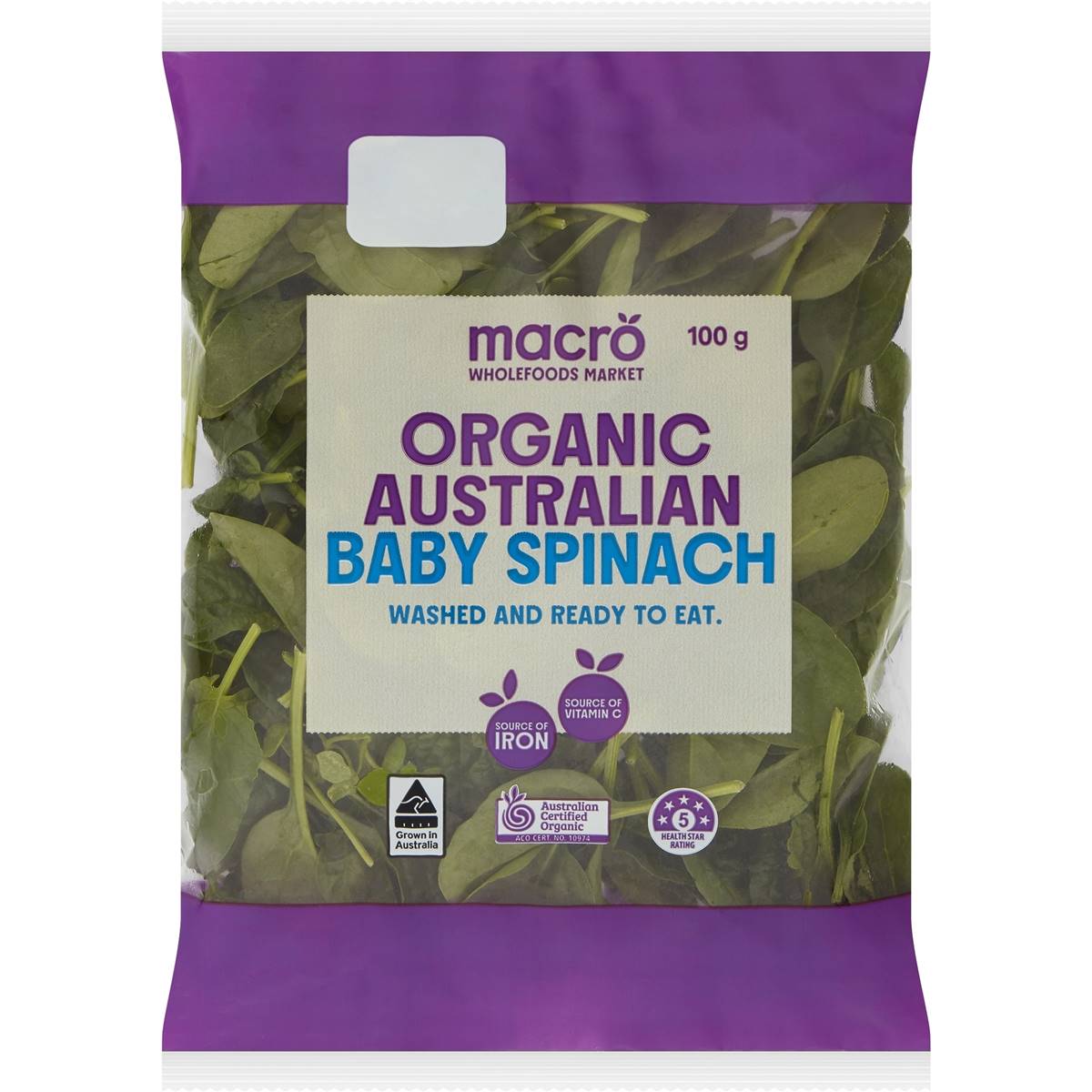 Calories in Macro Certified Organic Baby Spinach calcount