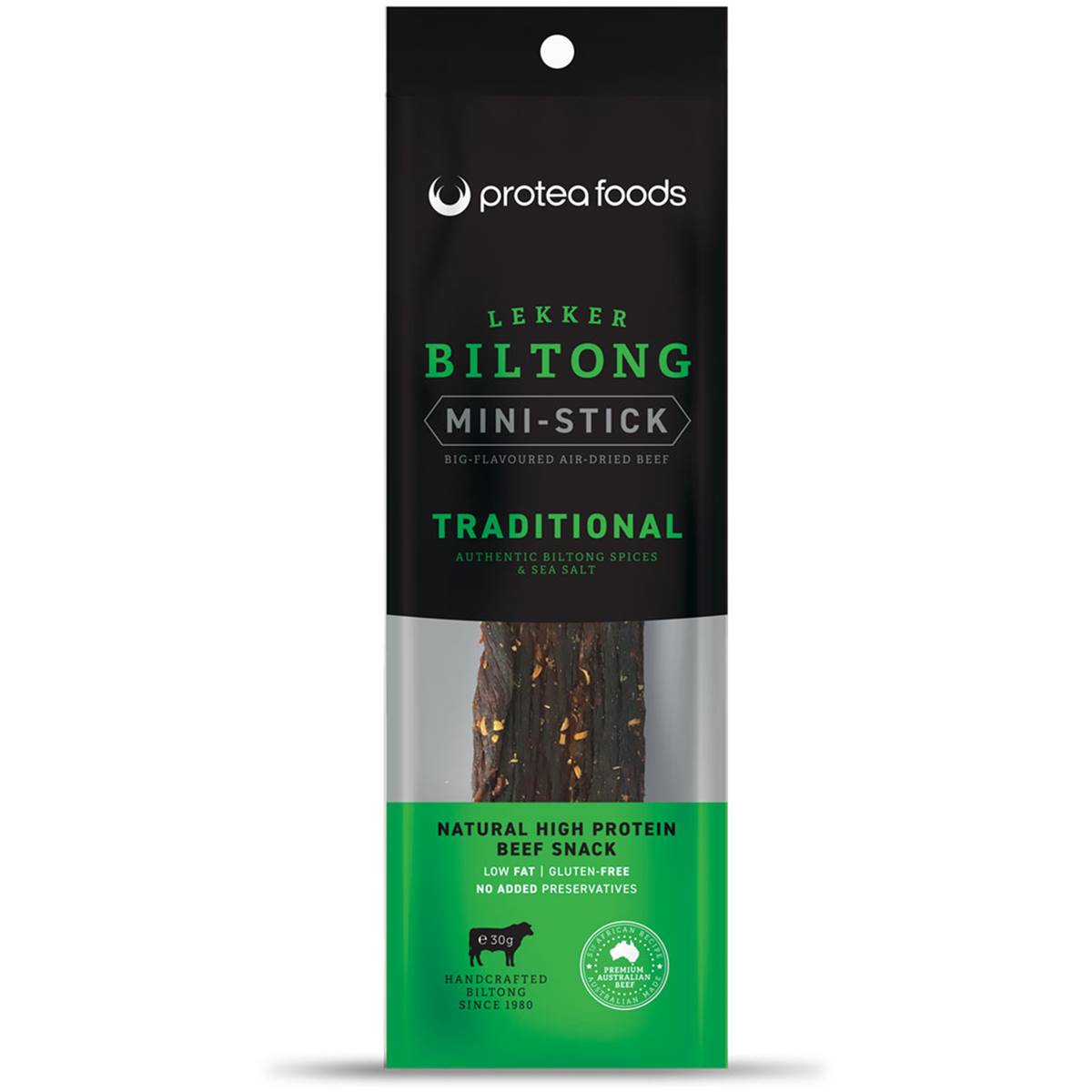Calories in Protea Foods Biltong Traditional South African Mini Sticks