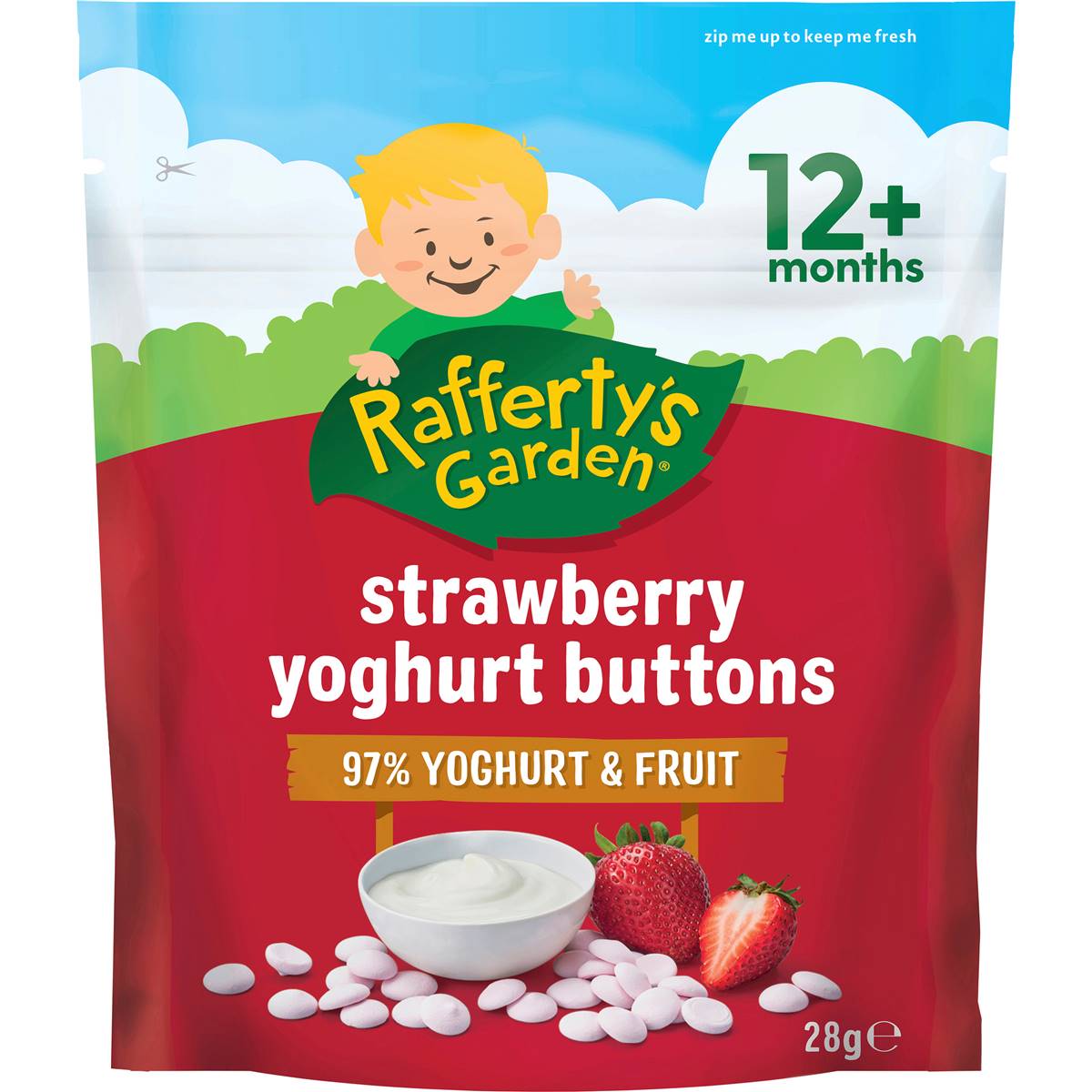 Calories in Rafferty's Garden Baby Food Strawberry Yoghurt Buttons 12+ Months