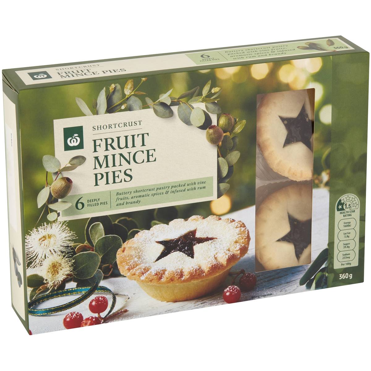 Calories in Woolworths Fruit Mince Pies Pies