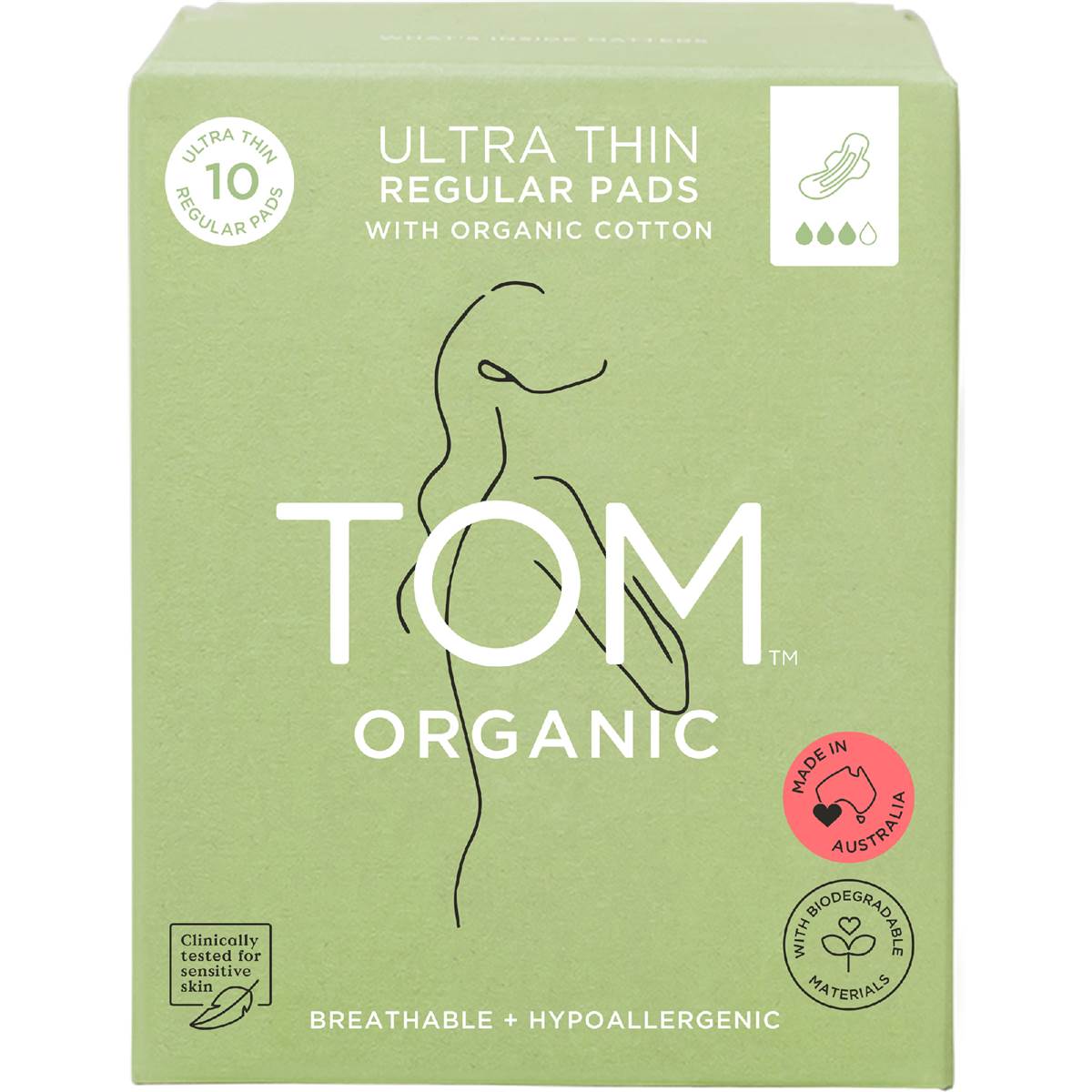 TOM Organic Pads Regular Ultra Thin 10 pack