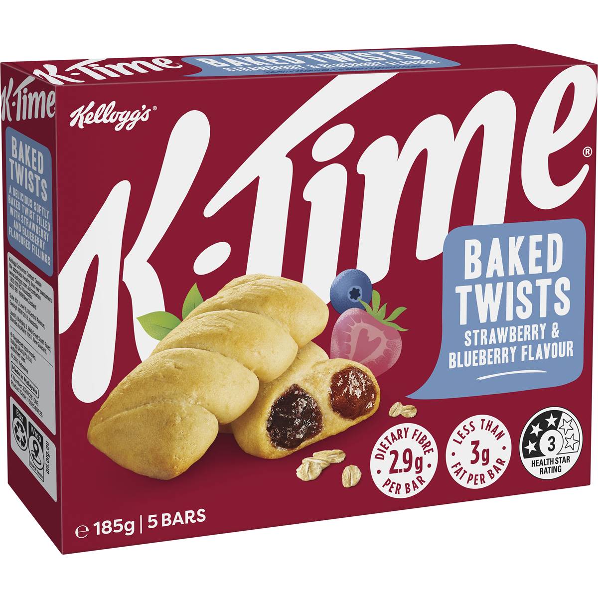 Calories in Kellogg's Ktime Baked Twists Strawberry & Blueberry