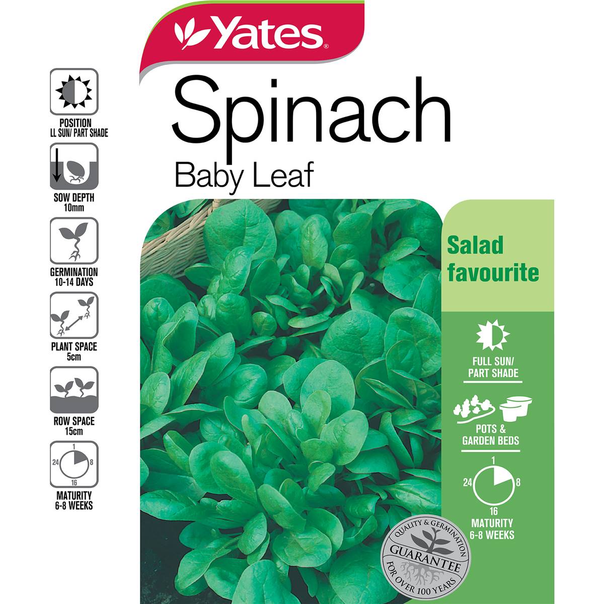 Yates Spinach Baby Leaf Seeds each