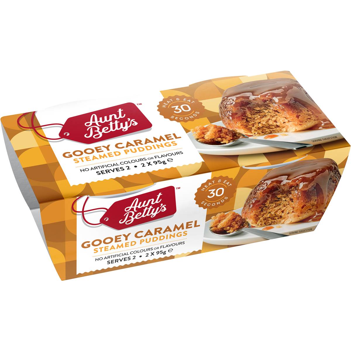 Aunt Betty's Gooey Caramel Steamy Puds 95g x 2 pack