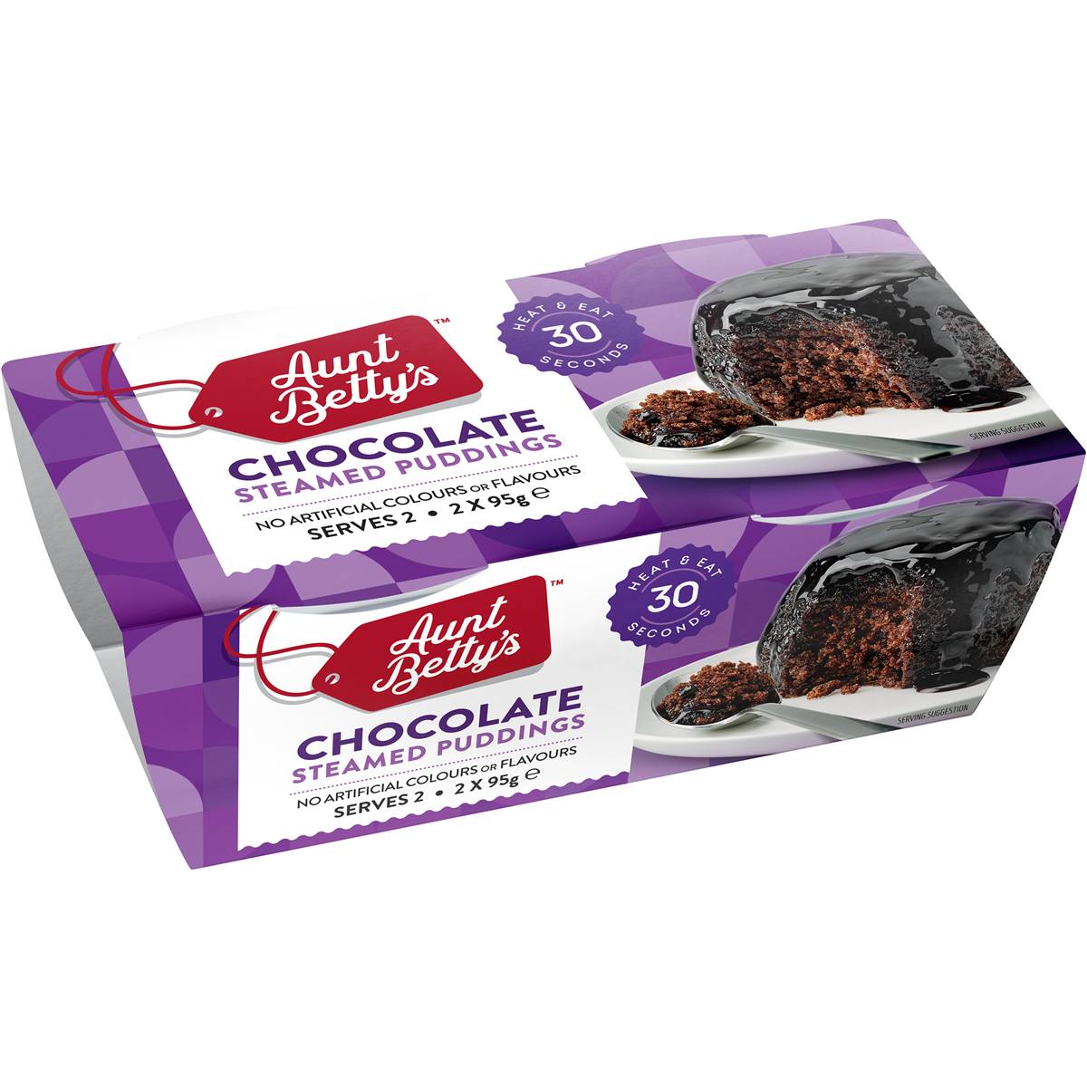 Aunt Betty's Chocolate Steamy Puds 95g x 2 pack