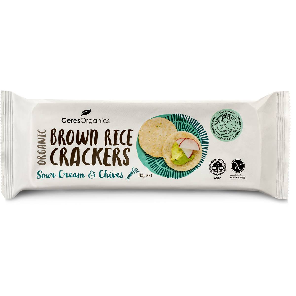 Ceres Organics Brown Rice Crackers Sour Cream & Chives
