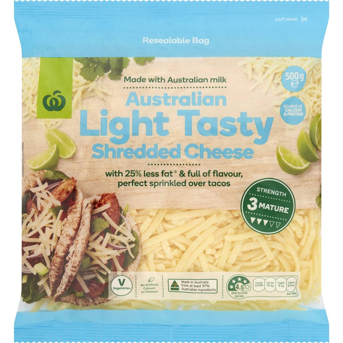 Woolworths Light Tasty Shredded Cheese