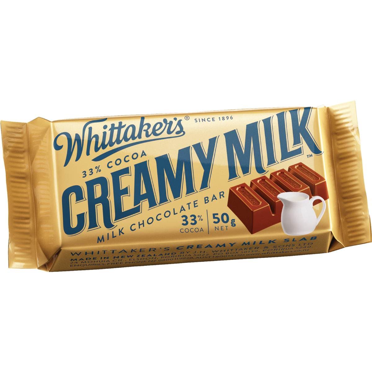 Whittaker's Creamy Milk Chocolate Bar 50g – Woolworths