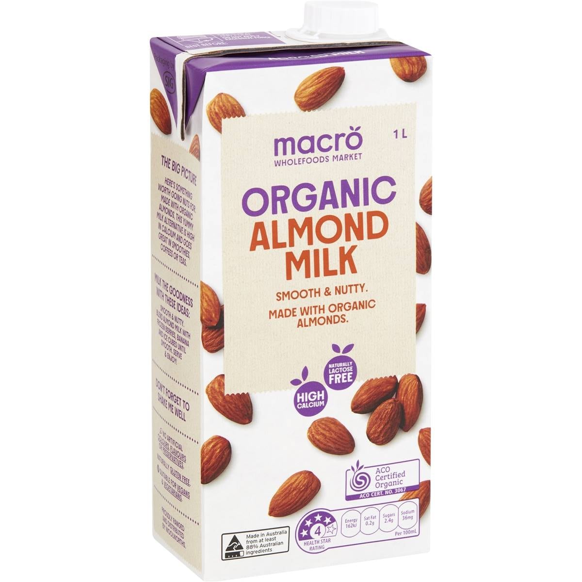 Calories in Macro Organic Almond Milk calcount
