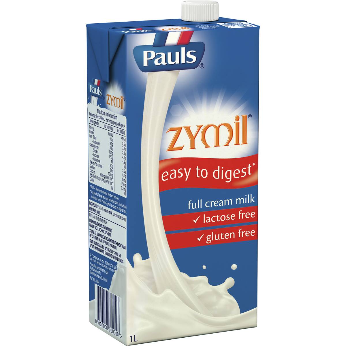 Calories in Pauls Zymil Full Cream Long Life Milk