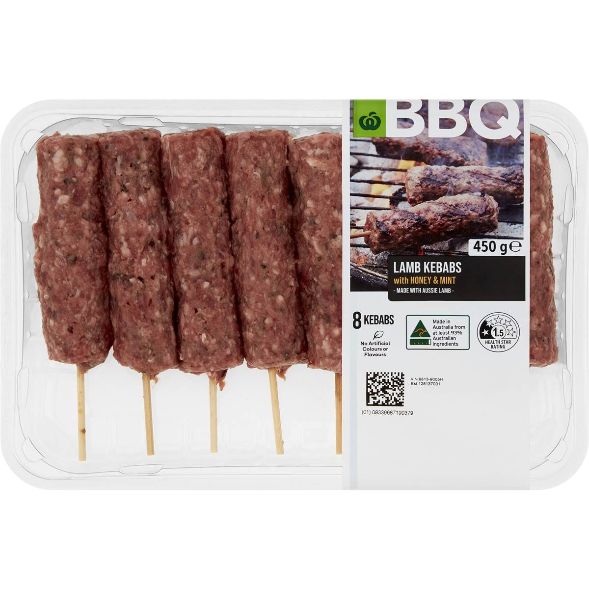 Calories in Woolworths Bbq Lamb Kebabs With Mint & Honey