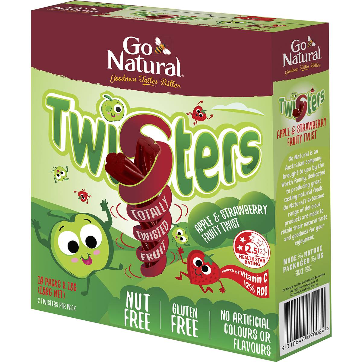 Calories in Go Natural Twisters Snacks Strawberry & Apple