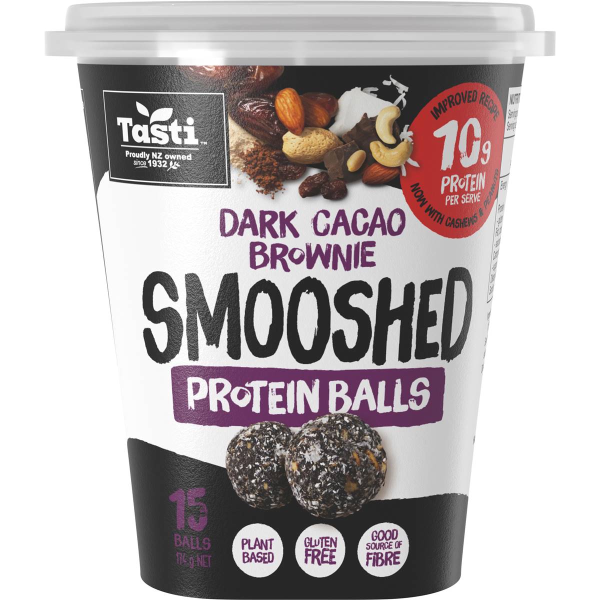 Calories in Tasti Smooshed Wholefood Balls Protein Cacao Brownie