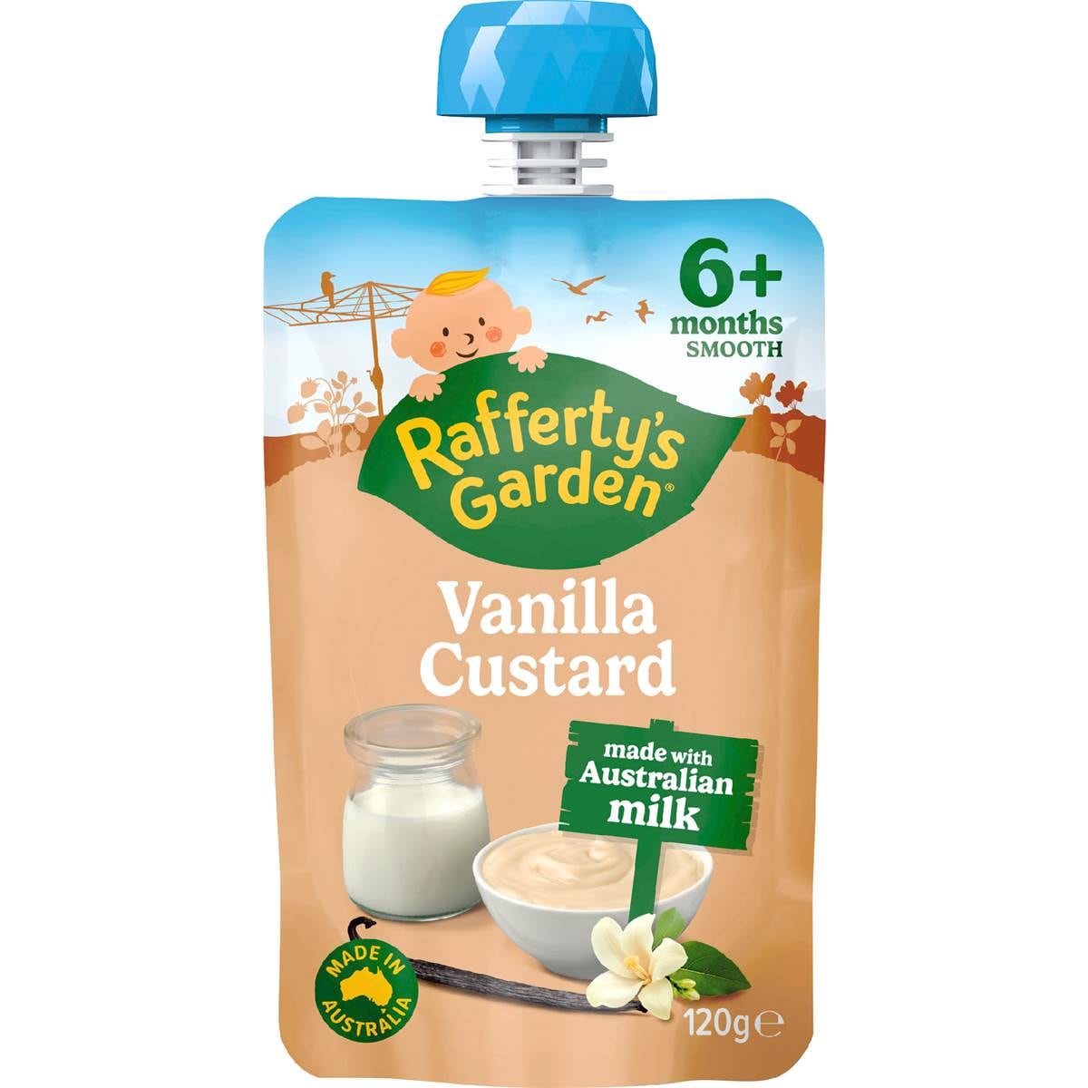 Rafferty's Garden Baby Food Pouch Vanilla Custard 6+ Months 120g