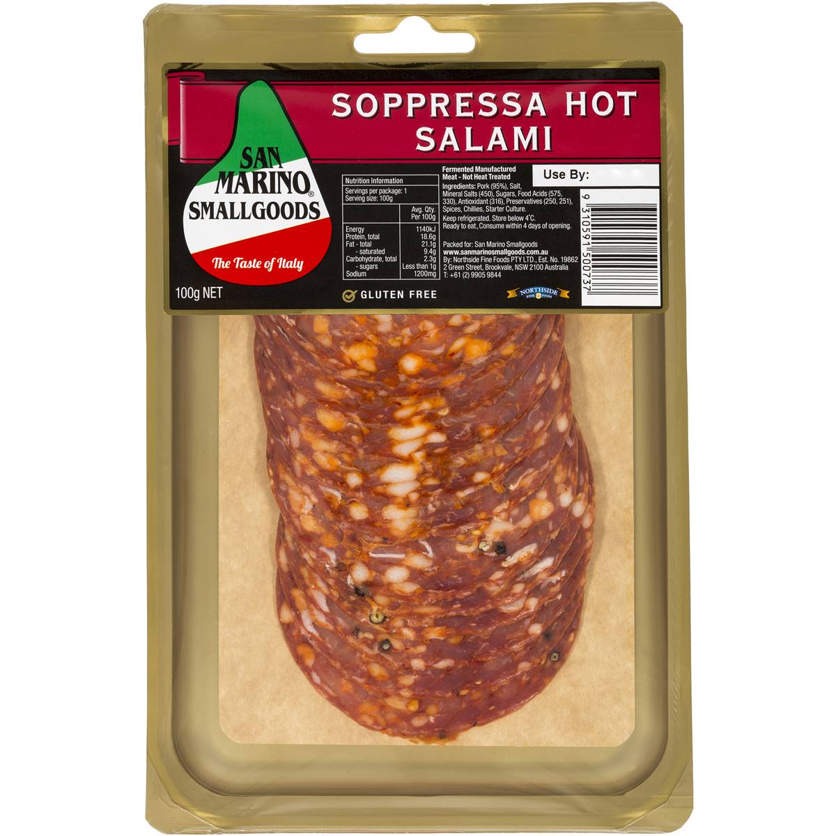 Calories in San Marino Sopressa Mild Salami Calorie Counter Australia