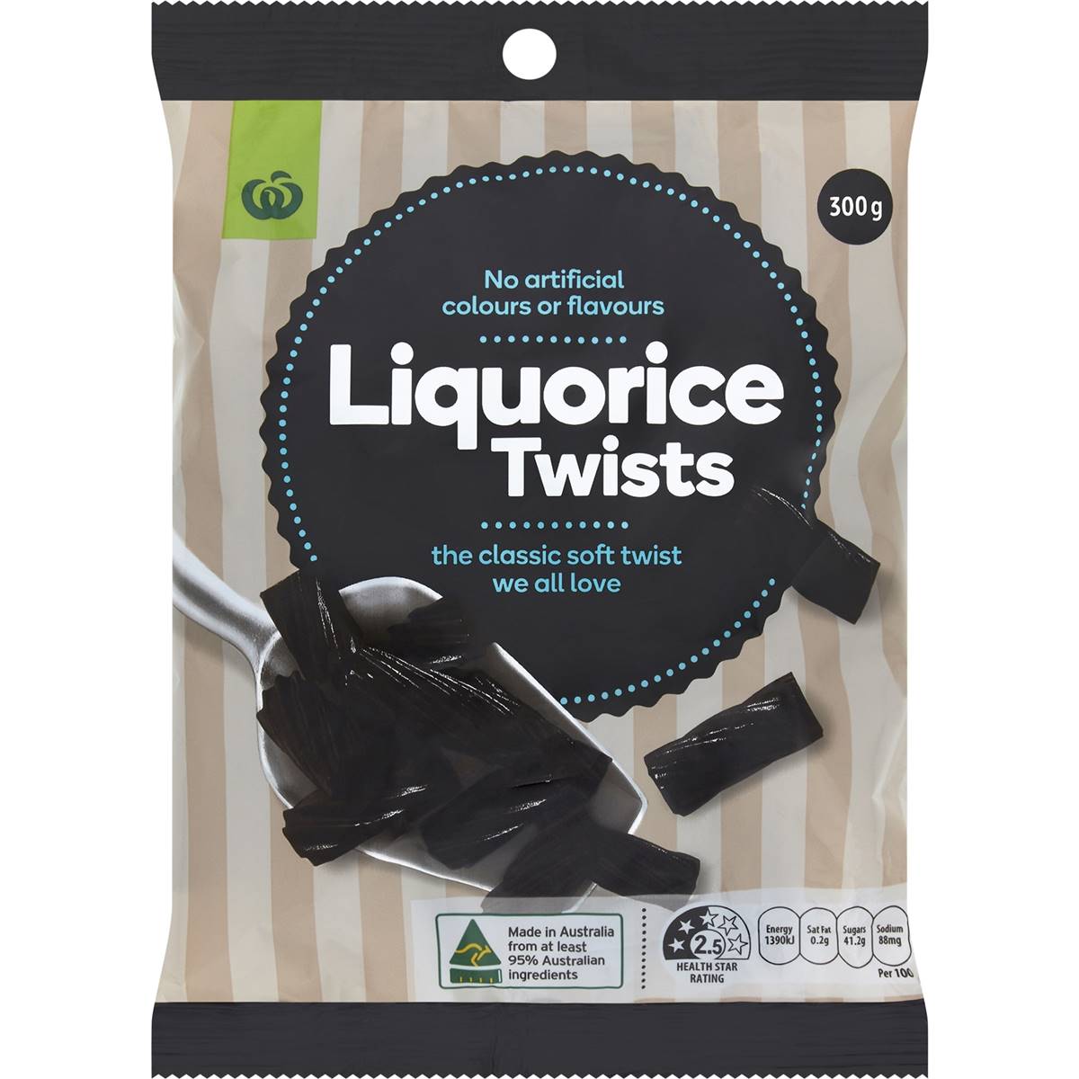 Calories in Woolworths Select Liquorice Twists Black